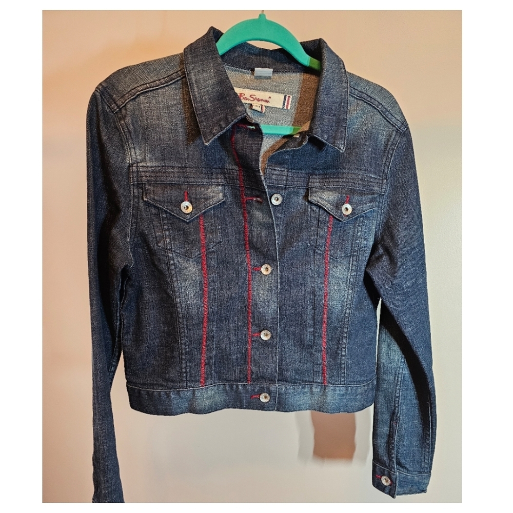 Denim Jacket with Red Stitching